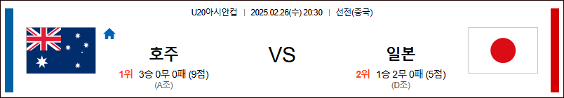 02월 26일 U20아시안컵 호주 일본 해외축구분석 무료중계 스포츠분석